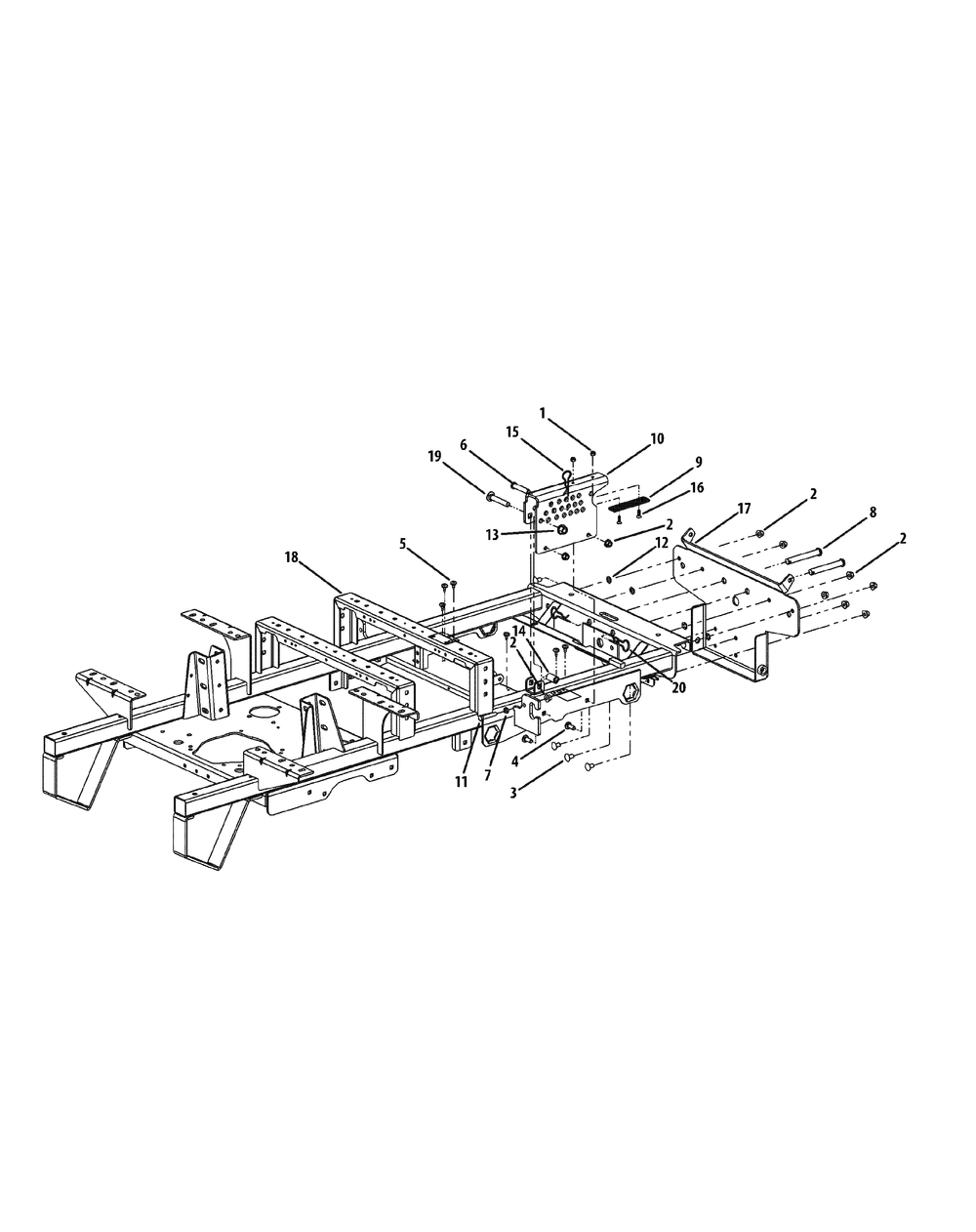 Frame Assembly Diagram and Parts List for M60-KW (53AI8CT6050-31HP-OHV)(2010) Cub Cadet Lawn Tractor